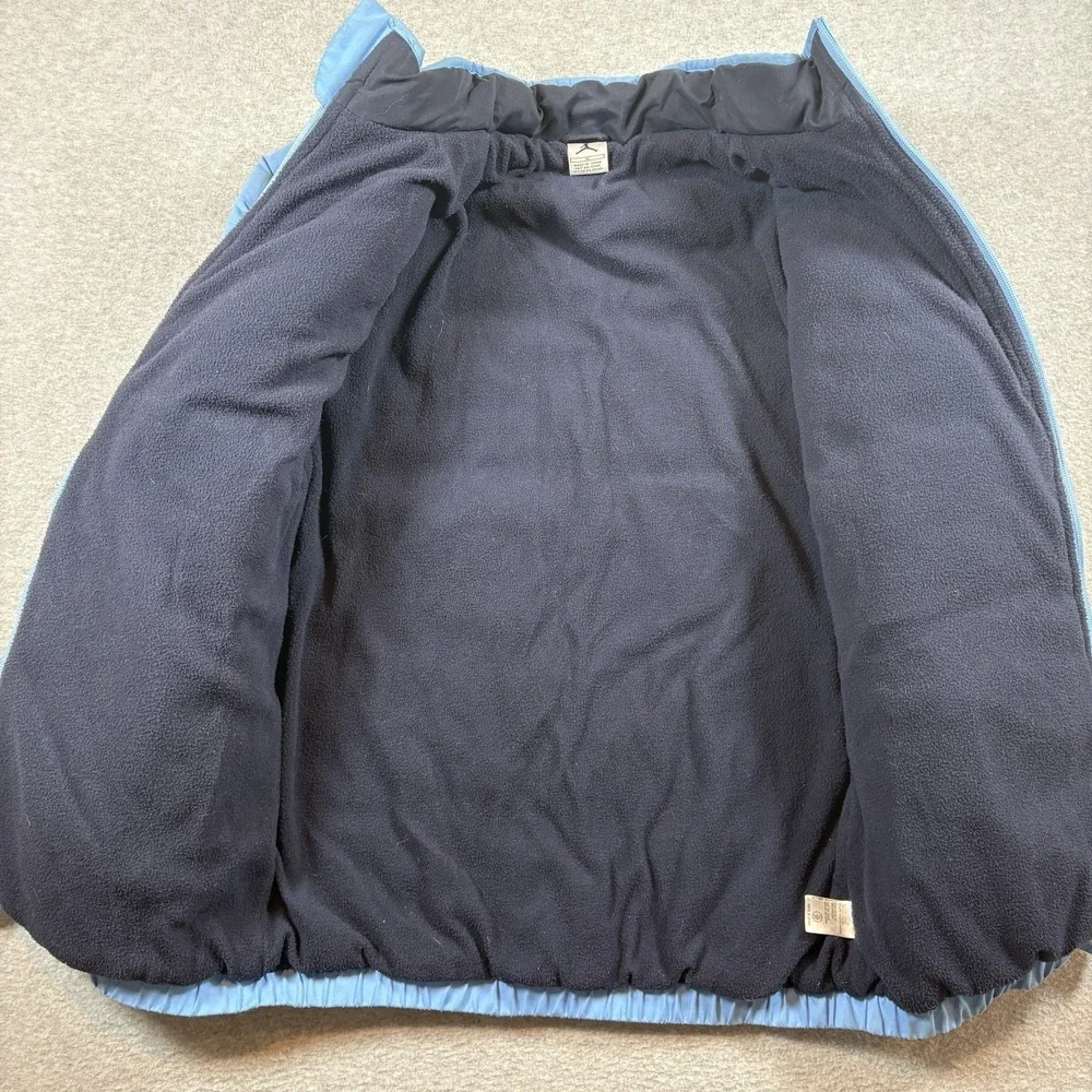Vintage Jordan Puffer Jacket Men's M Navy Powder Blue Fleece Lined Spellout